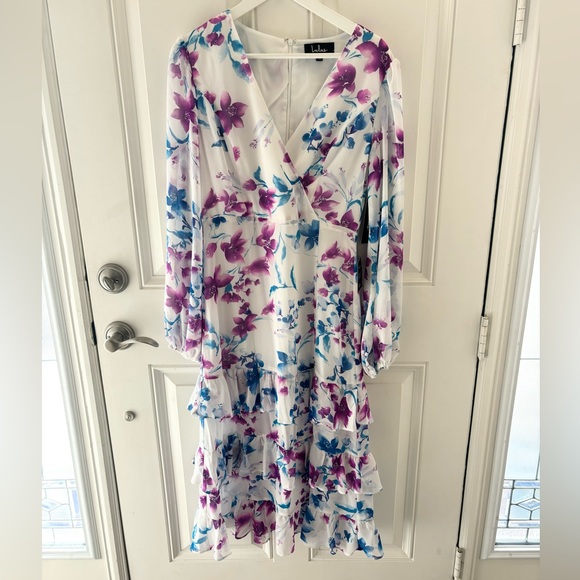 NWT Lulu’s Sweet Sunday Floral Print Long Sleeve Midi Dress Medium - Picture 5 of 14
